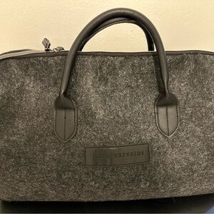 John Varvatos Charcoal Gray Felt Garment Bag and Duffle